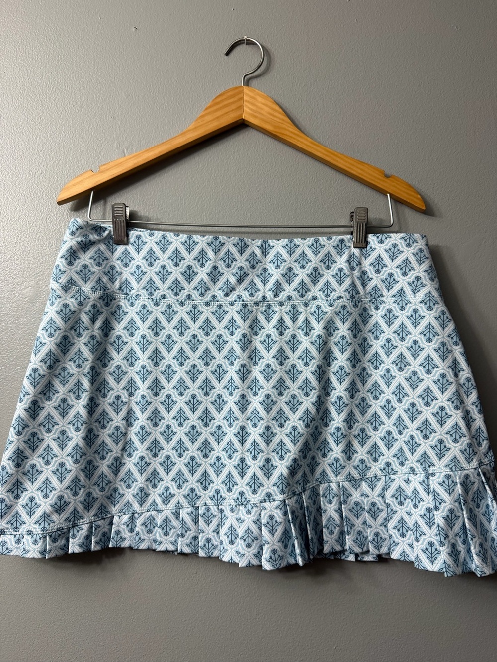 Sigrid Olsen golf and tennis  Blue Patterned Ruffle Hem Women's Skirt xl